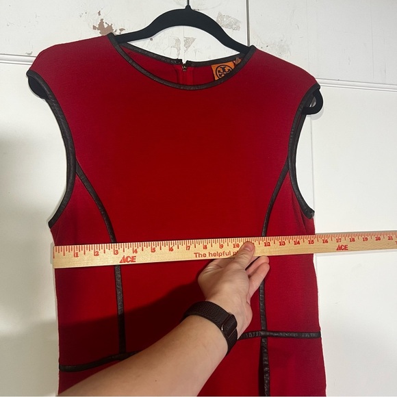 Tory Burch Sheath Dress “Violet” Knee-Length Leather Piping Size Medium - Picture 9 of 13